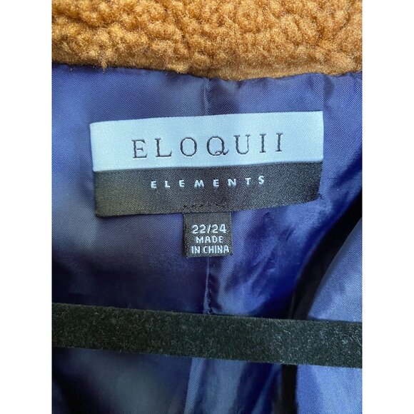 Eloquii Elements Womens Plus Size Colorblock Sherpa Jacket 22/24 Navy Tan White - Picture 3 of 7